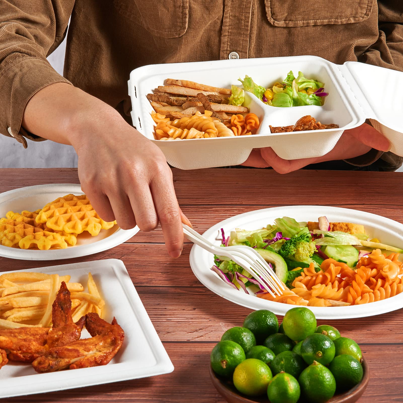 Biodegradable Sugarcane Bagasse Lunch Box Containers