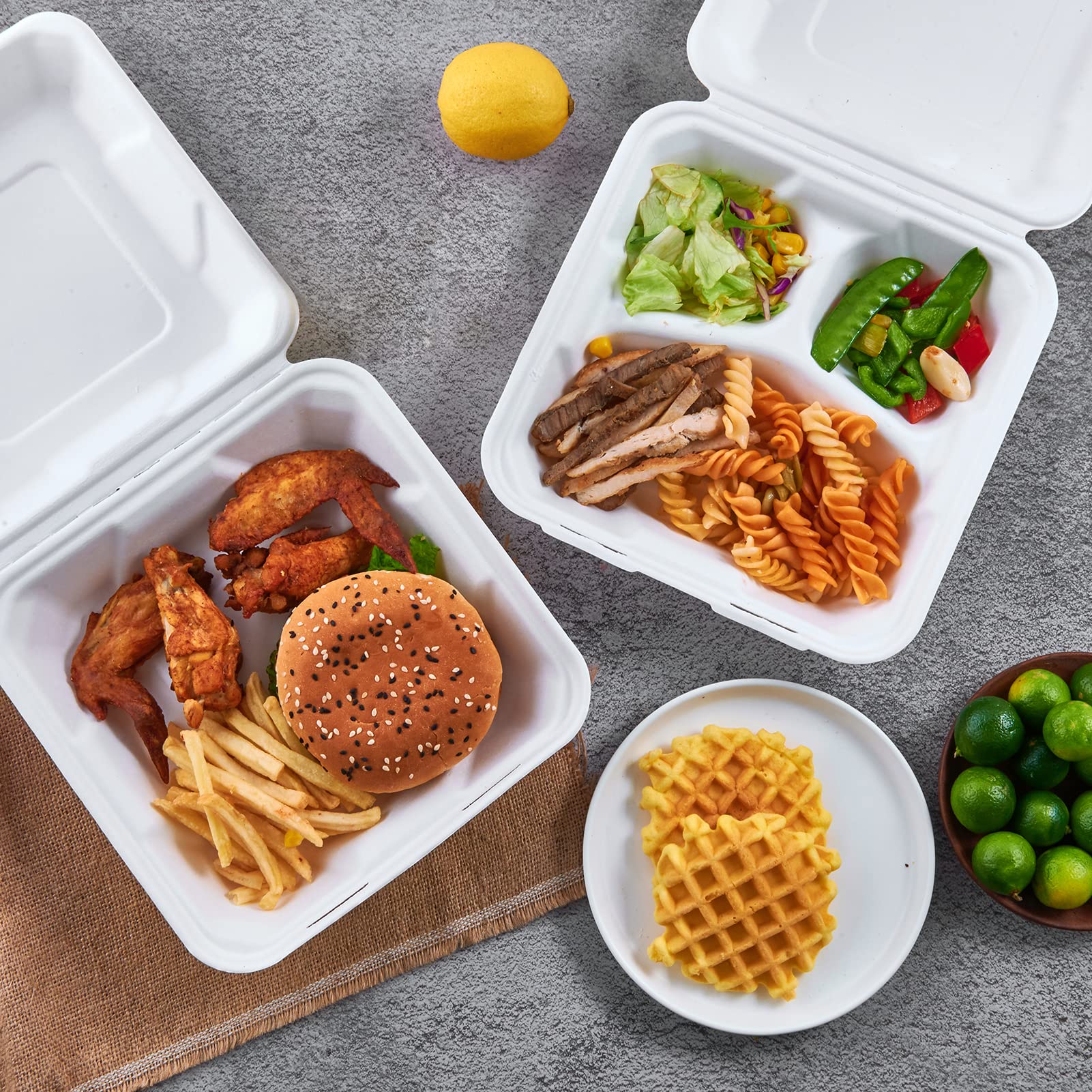 Biodegradable Sugarcane Bagasse Lunch Box Containers