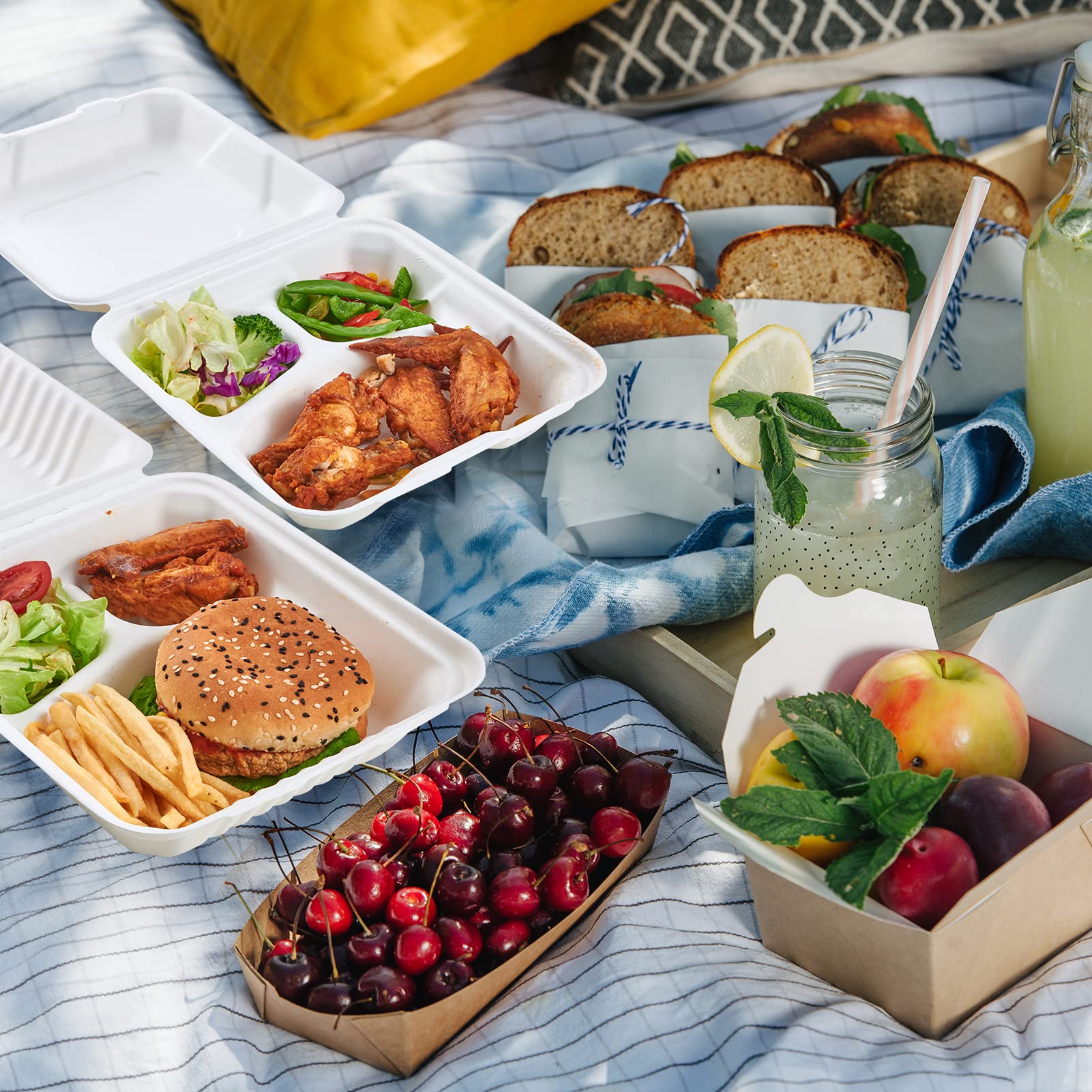 Biodegradable Sugarcane Bagasse Lunch Box Containers